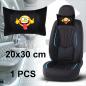 Preview: Auto Nackenkissen 20x30cm Nackenpolster Leder Schwarz mit Druck Design Smiley